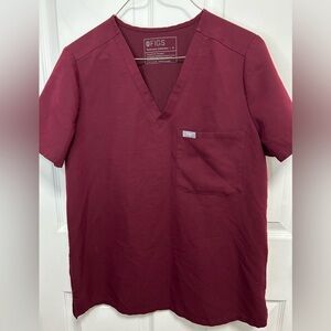 Figs Women’s Deep Red V-Neck Shirt